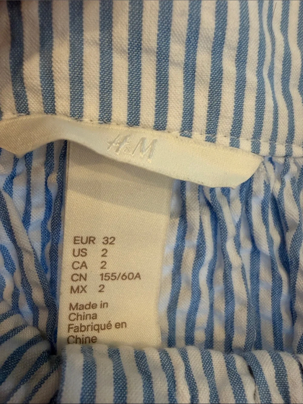 H&M Light Blue & White Striped Button-Front Midi Skirt Size 2 - C33-073